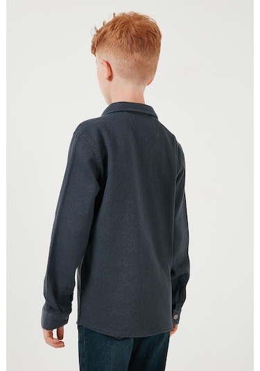 Lela Pamuklu Tek Cepli Düz Yaka Erkek Çocuk Gömlek Cf24W129140G Antrasit