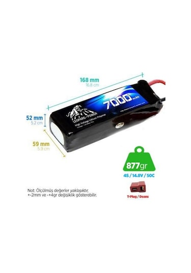 Leopard Power 7000 Mah 14.8v 4s 50c Lityum Polimer Lipo Batarya Pil T Plug