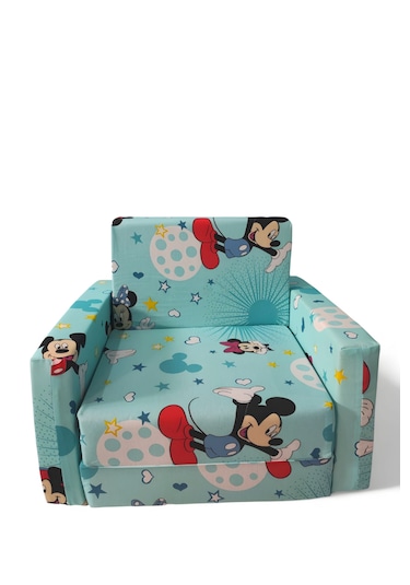 Katlanır Yer Yatağı - Çocuk Koltuğu - Bebek Yatağı 0-5 Yaş Turkuaz Fare Figürlü