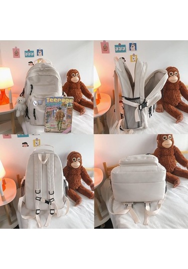 Luckydog Moda Büyük Öğrenci Mavi Sırt Çantası Kadın Yüksek Kapasiteli Okul Çantası Kız Sevimli Seyahat Mochila Rozeti Mavi