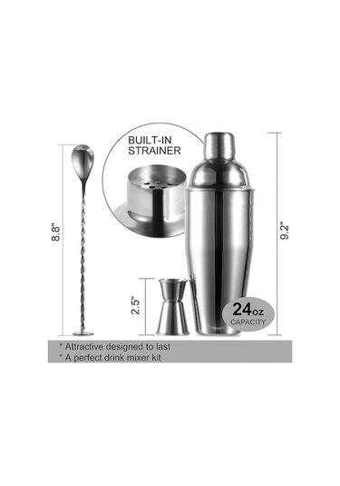 Fastbuy 3 Adet Kokteyl Seti 750ml, Premium Shaker Paketi, Kırmızı