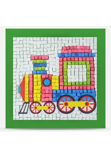 21 I Çocuk Ahşap Çerçeveli Seramik Mozaik Set 20x20 Cm