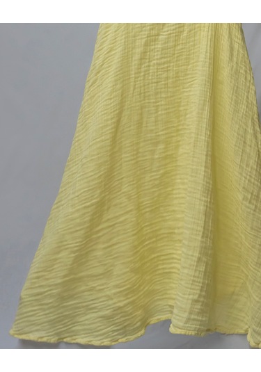 %100 Pamuk Müslin Nefes Alır Kadın Askılı Gecelik Elbise Pijama Rahat, Şık Gots Sertifikalı Açık Sarı