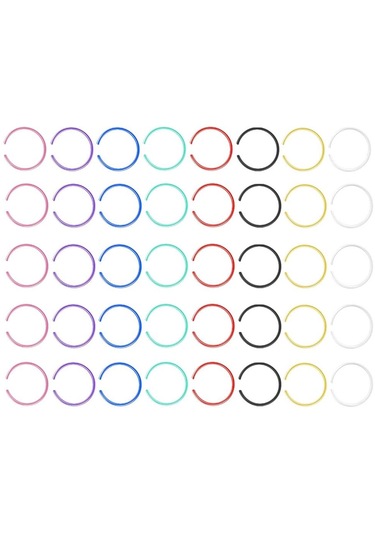 Suntek Kadınlar Kızlar Için Paslanmaz Çelik Halkası Hoop 40-adet---burun-halkaları Çok Renkli