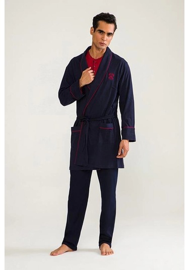 Alfa Aksesuar 03 D's Damat 03000 5'li Robdöşambr Erkek Damat Pijama Seti Lacıvert