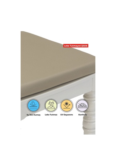 4'lı Sandalye Minderi Su İtici Kumaş 40x40 Cm Sünger Sandalye Minderi Bağcıklı Bej