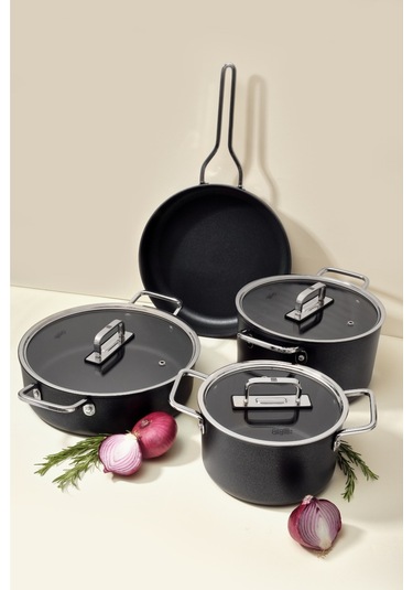 Fin 7 Parça Set 18-22 Cm Derin, 26 Cm Basık, 26 Cm Tava Siyah