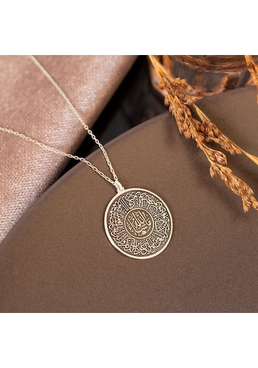 Dkmn Gümüş Nazar Duası Daire Biçimli Gümüş Kolye Kadın Gümüş Kolye Dualı Kolye