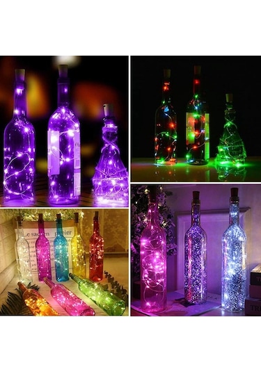 Mavi Mantarlı Şarap Şişesi Işıkları Led Dize Işık Bakır Tel Peri Çelenk Işıkları Noel Tatili Parti Düğün Dekorasyon 1m 10leds Mavi