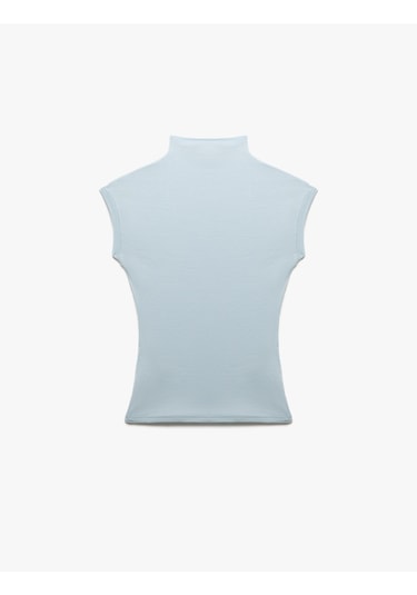 Koton Viskon Dik Yaka Kolsuz Slim Fit Body Mavi 5sak50375ek Mavi
