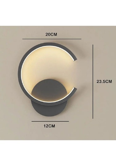 Finos / Aplik / C Sağ 20 Cm / Antrasit Gövde / 3 Renk Işık Antrasit