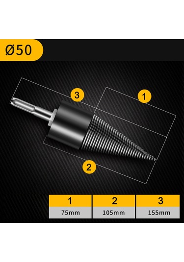 Geeroyoo Ahşap Bölme Matkap Ucu 50mm İki Çukur İki Oluk Darbe Matkapı İçin - Çelik Malzeme, Spiral İğne Tasarımı, Hızlı Delme Ve Bölme