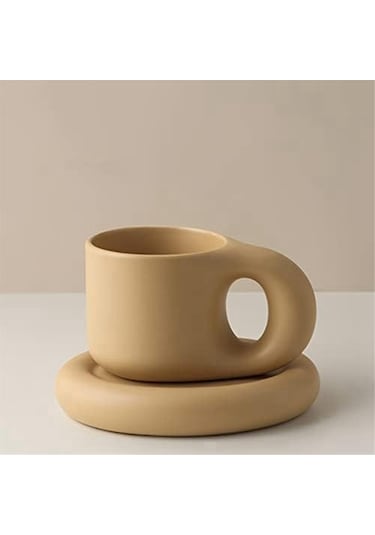 Metabagua Seramik Kupa Tombul Kahve Kupa Sevimli Çay Bardağı Tabağı İle Yenilik Sevimli Yağ Kolu Bardak Seti Ev Dekor Ofis Için Wd2k2p Beyaz