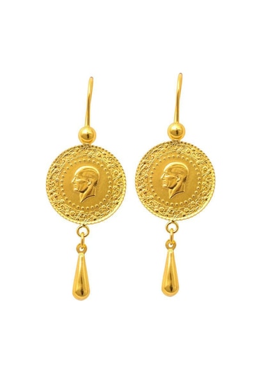 Ziynet Çeyrek Damla Küpe 22 Ayar Altın