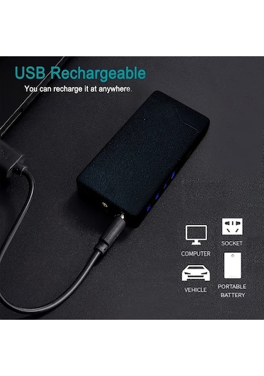 Techbloom Golden Frosted Rüzgar Geçirmez Çift Ark Çakmak Usb C Şarjlı Çakmak Maça Ası Tasarımı Kamp Hediye Altın
