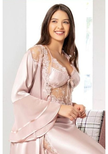 Xses 1005 Kadın Çeyizlik Saten 6'lı Takım-pudra Pudra