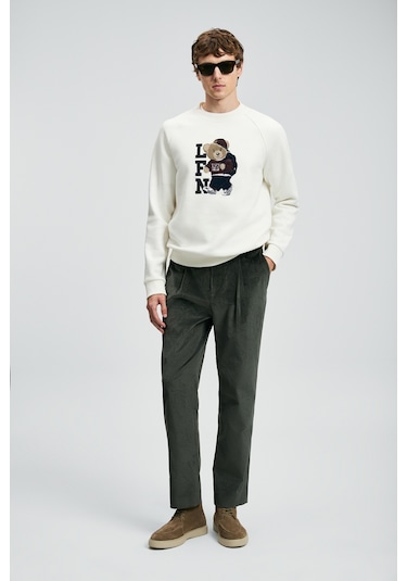 Lufian Storm Erkek Sweatshirt Kırık Beyaz Kırık Beyaz 112030172100510 Beyaz