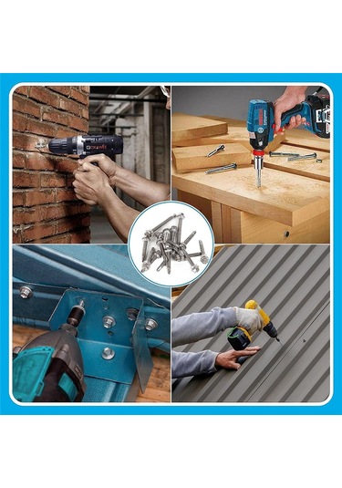 Xurunkeji 200 Adet 8 X 1/2 İnç İla 1-1/4 İnç Kendiliğinden Delinebilen Vidalar Metal, Paslanmaz Çelik Sac Vidalar, İnşaat Ve Onarım İçin 17x14x3cm