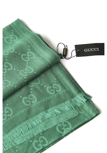 Miorel Scarfs G Desen Çift Taraflı Kaşmir İpek Şal 4 Mevsim Soft Pamuklu Şal Yeşil