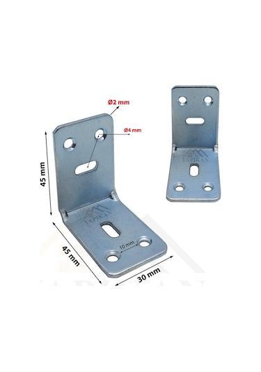 8 ad. L Demir Gönye Köşebent 30x45x45mm - Mobilya Dolap Sabitleme Köşe Bağlantı Aparatı