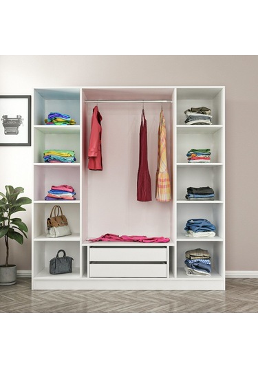 Kale Plus 4 Mebran Kapaklı 2ç Dolap Beyaz Mebran 190cm Beyaz