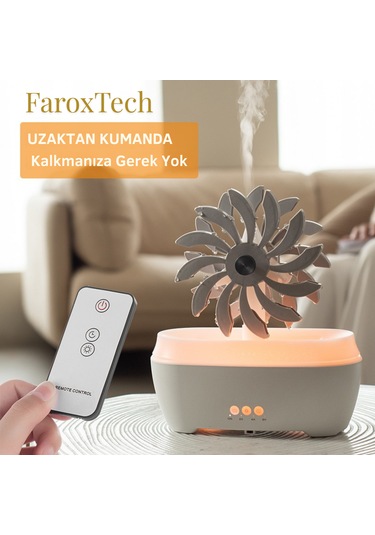 Yel Değirmeni Tasarımlı Uzaktan Kumandalı Rgb Işıklı Aroma Difüzör & Hava Nemlendirici