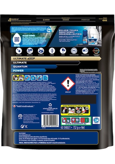 Finish Ultimate Plus Hepsi Bir Arada Limon Bulaşık Makinesi Deterjanı Tableti 60 Kapsül