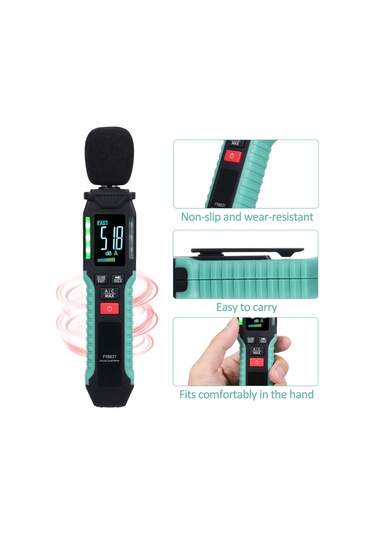 Springsun Fy8837 Ac Ağırlıklı Gürültü Ölçer Pilsiz Siyah + Yeşil