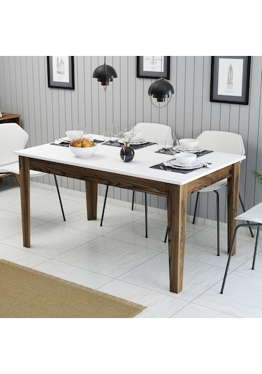 Milan Yemek Masası - Ceviz / Beyaz