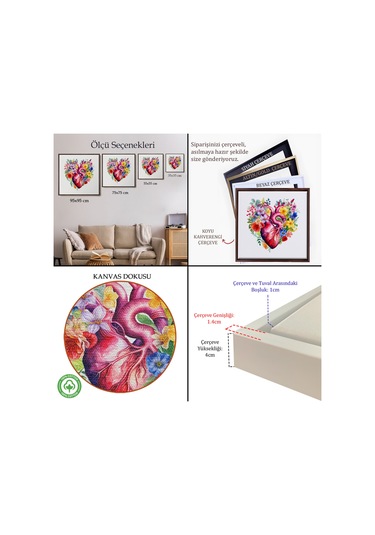 Ahşap Çerçeveli Çiçeklerle Çevrili Kalp Tablosu - Doktor Hediyesi-8325