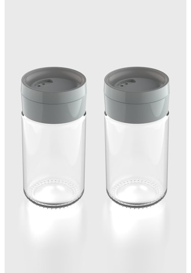 Renga Dorian 105 Ml Gri Kapaklı 2'li Cam Tuzluk Biberlik Seti 121006 Gri