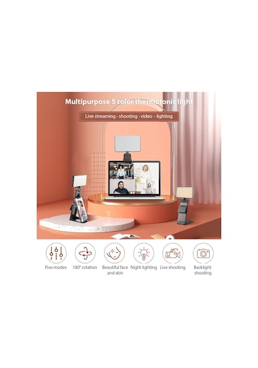 Aumotop D12819 Çift Renkli Led Işık 1/4 Inç Dişli Delikli Taşınabilir Siyah