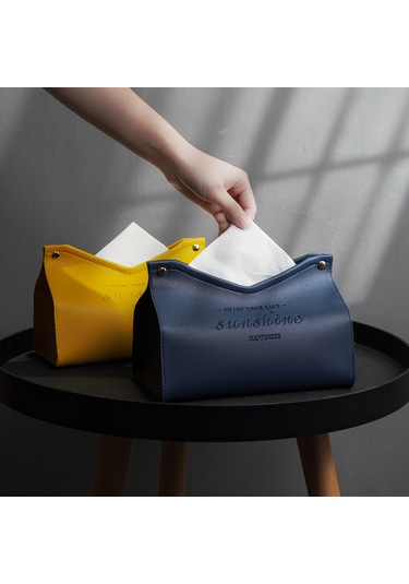 Kosona Ev Otel Mutfak Deri Mendil Kutusu - Modern Minimalist Tasarım, V-şekilli Erişim, Organize Saklama Gri