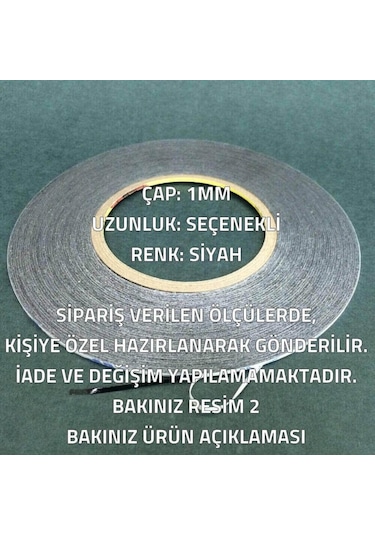 1 MM 1mt Çift Taraflı Bant Ekran Cam Kasa Kapak Yapıştırma-siyah 1 Metre-Tamir Seti Hariç