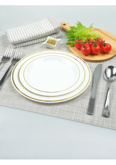 Jolly Seller Altın Kenarlı Tek Kullanımlık Kutlama Tabakları 436078247 100 adet