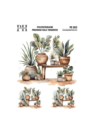Polyesterhobi Premium Sulu Transfer 25x35 Cm Yaprak Çiçek Desenli Ps 203