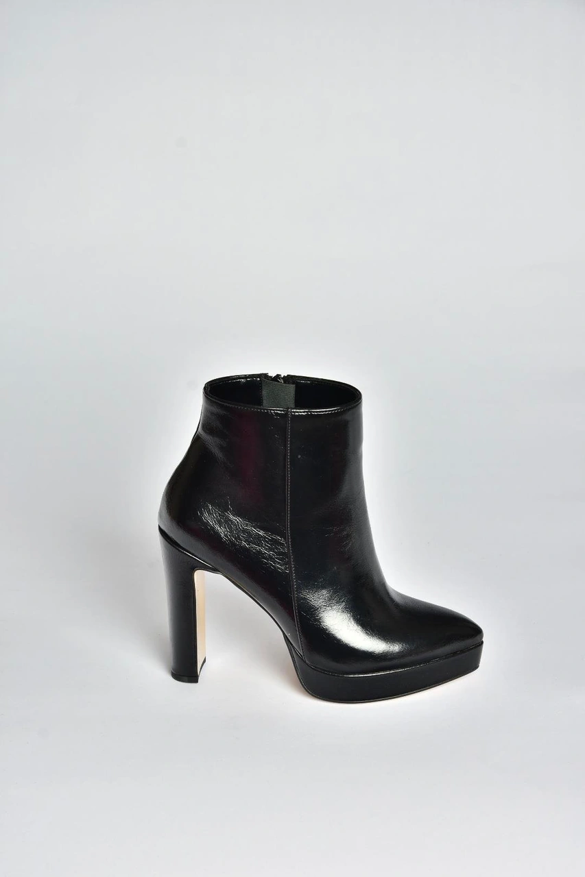 Fox Shoes V820660160 Siyah Rustik Kalın Platform Topuklu Kadın Bot Siyah-rustik