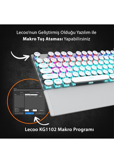 Lecoo KG1102 USB Kablolu Red Switch Makro Tuşlu RGB Mekanik Gaming Türkçe Q Metalik Klavye