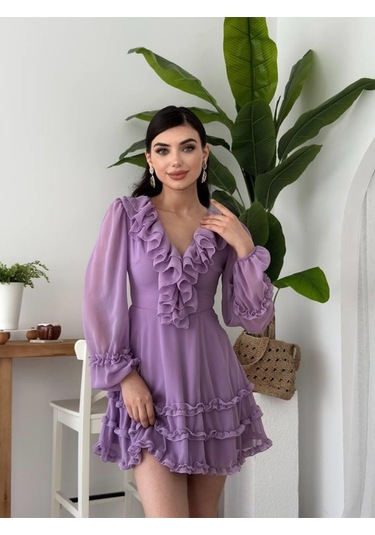 Osıes Fırfırlı Elbise Lila