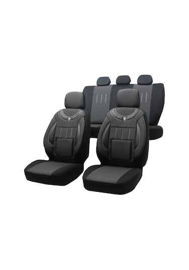 Renault Megane 2 Sedan Uyumlu Jakarlı Oto Koltuk Kılıfı Füme-Siyah