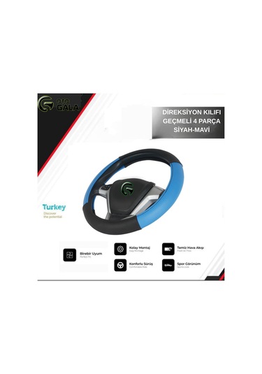 Direksiyon Kılıfı Geçmeli 4 Parça Siyah-mavi Siyah - Mavi