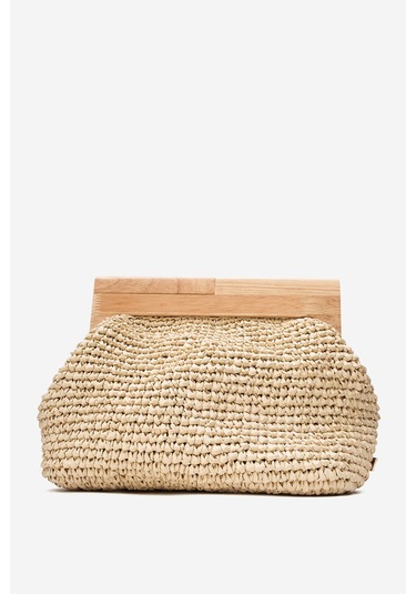 Dericlub Kadın Handmade Hasır Bohem Clutch El Çantası Zy 25009 Bej