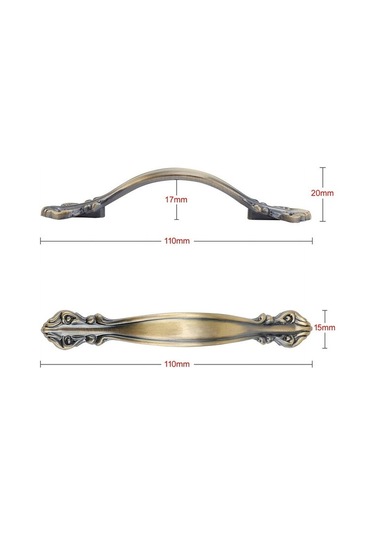 Antik Antika Kemerli Dolap Kulpu Seti - Mobilya Kapı Kolları 4.3" Uzunluk 64mm Delik Aralığı - Yeşil Bronz