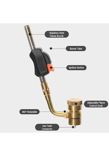 Propan Meşale Kafası Yüksek Yoğunluklu Torç Kafası Lehimleme Tetik Başlangıç Gaz Meşalesi Lehimleme Lehimleme Kaynak İçin Altın
