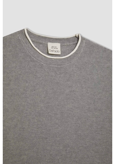 DeFacto %100 Pamuk Erkek Çocuk Gri Bisiklet Yaka Basic Düz Triko Kazak U8991A624AUGR210 DeFacto %100 Pamuk Erkek Çocuk Gri Bisiklet Yaka Basic Düz Triko Kazak U8991A624AUGR210