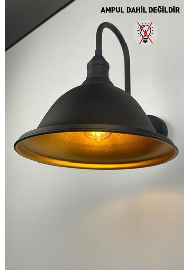 Zupra Siyah Renk Aplik Tekli Duvar Lambası Salon Koridor Restoran Dekoratif Aplikleri Siyah