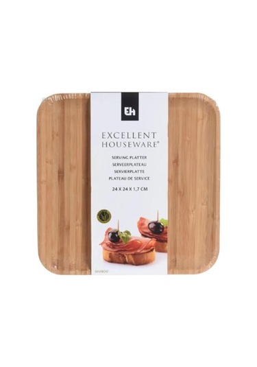 Excellent Houseware Kare Sunum Tahtası - 17x17 Cm Bej