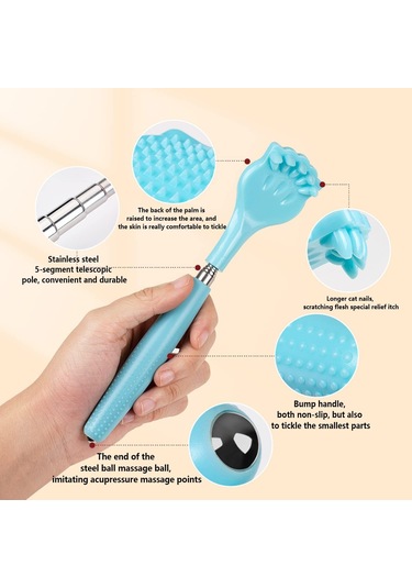 Adet Sırt Kaşıyıcı, Taşınabilir Genişletilebilir Sırt Kaşıyıcı, Kaymaz El Masaj Aleti, Teleskopik Saplı Su Isıtıcısı Masajı İçin Çok Renkli