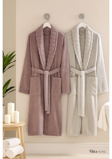 4 Parça Soft Elegance Banyo Aile Bornoz Seti %100 Pamuklu Açık Gri