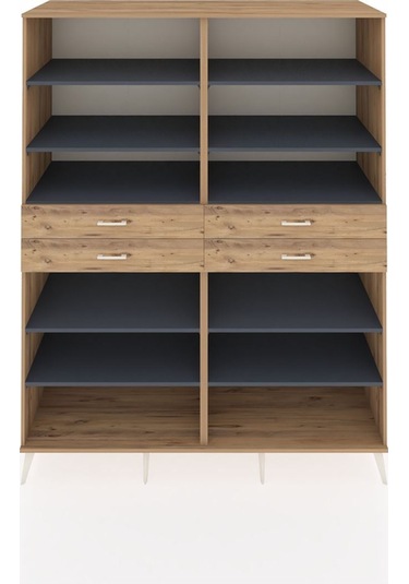 Kronos Gardrop 10 Raflı 4 Çekmeceli 176x59x221 Çam-antrasit/çam Antrasit/çam